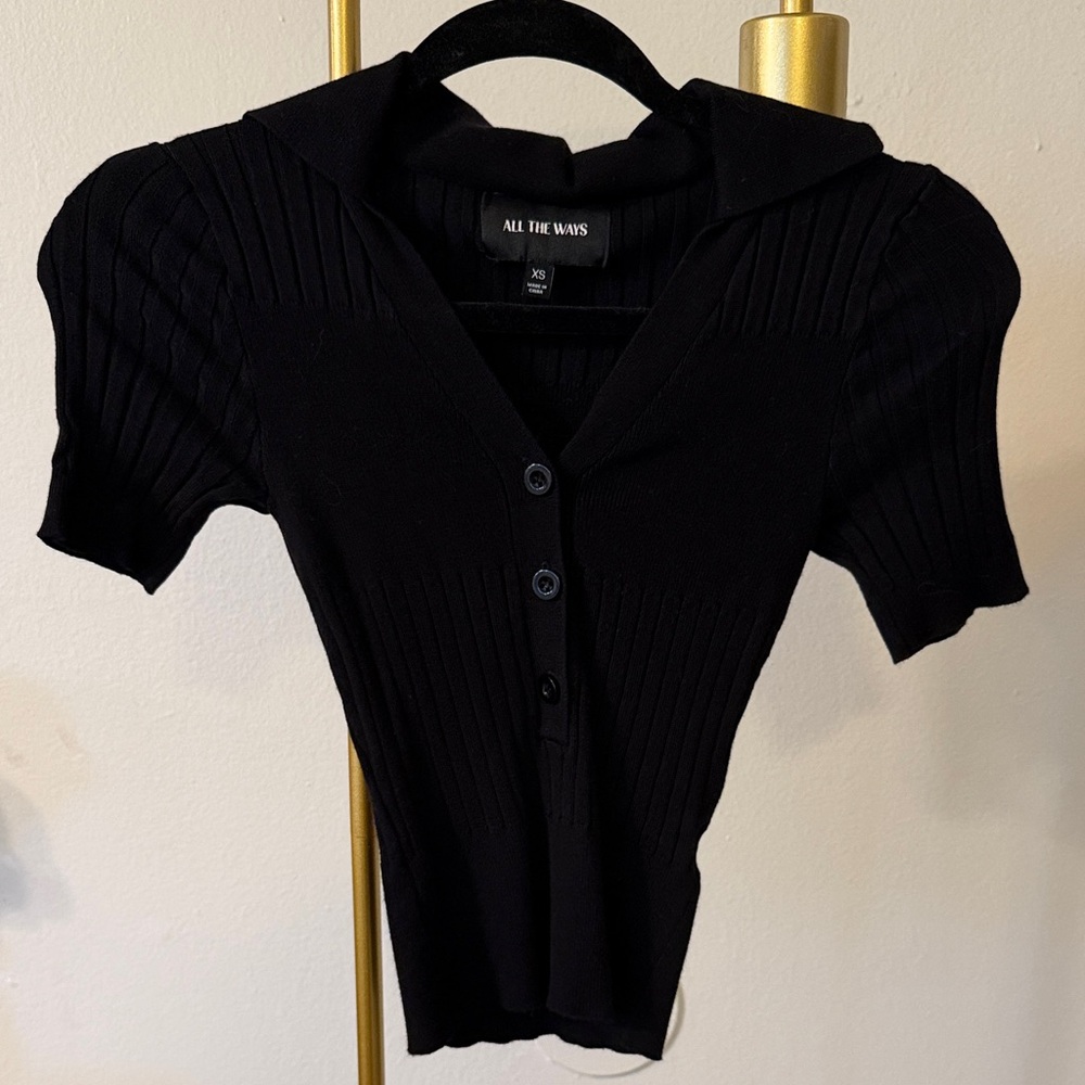 All The Ways Women's Black Button Down Shirt